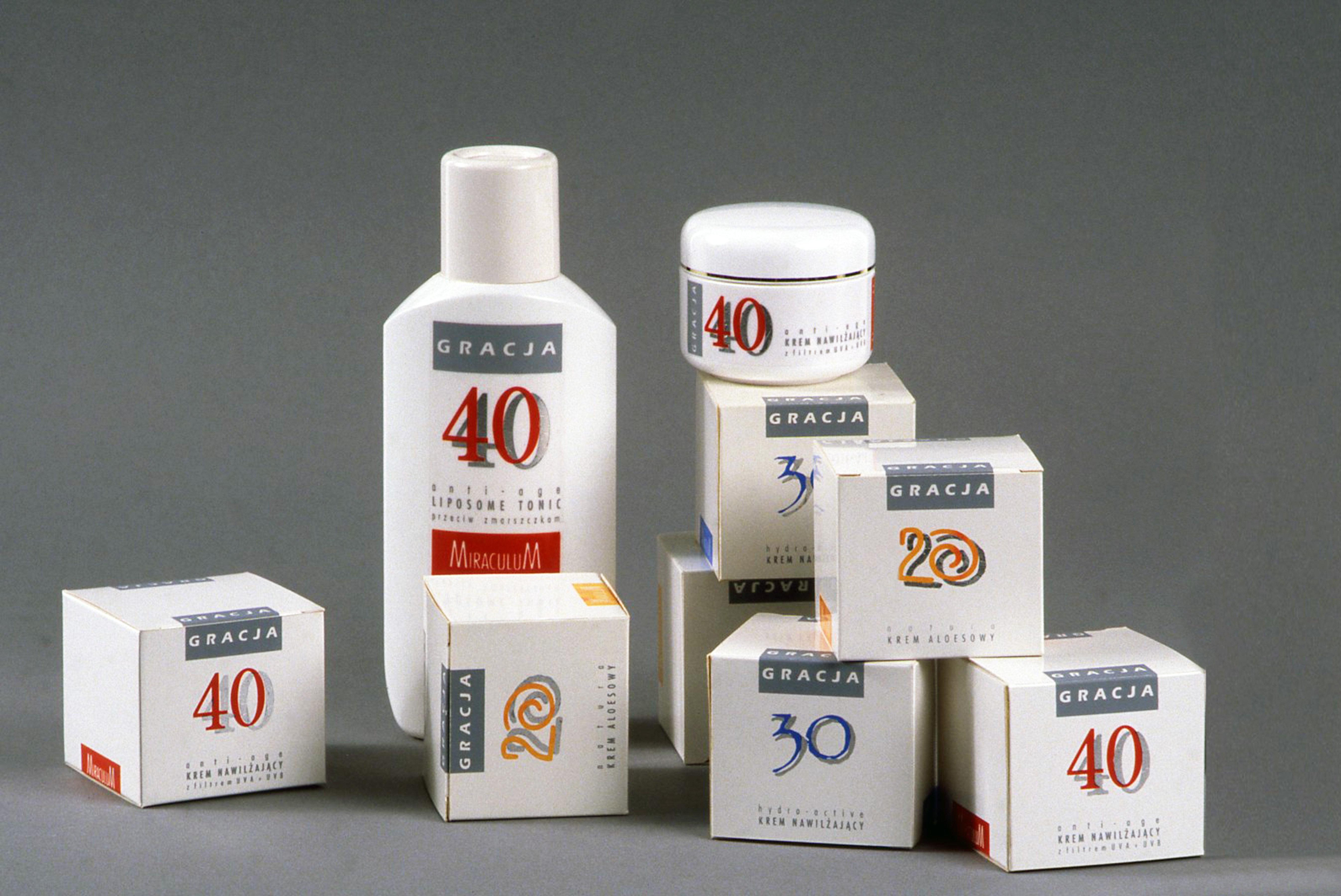 Projekt grafiki opakowań serii kosmetyków Gracja.