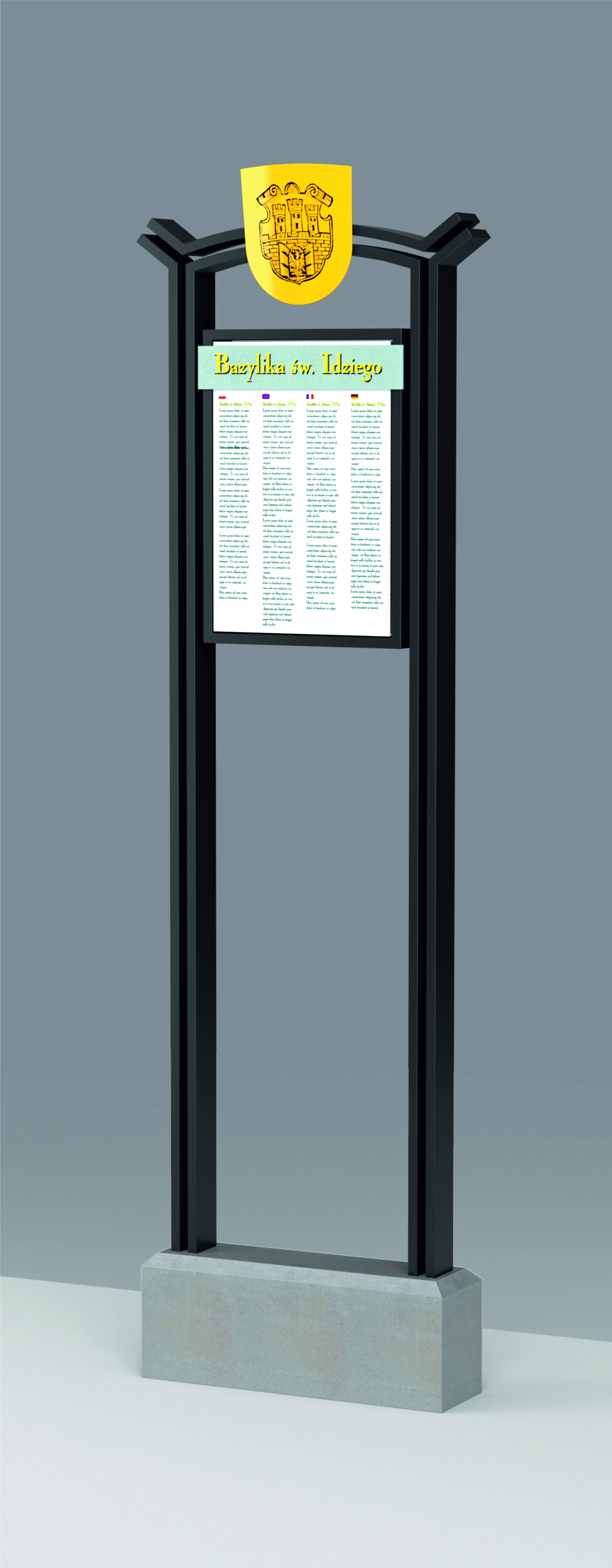 Projekt nośnika informacji o zanytkach dla miasta Krakowa.